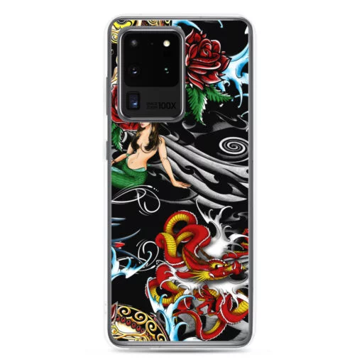 A must-have accessory for your Samsung phone, that exceeds your expectations. "Pirate Skull Mermaid" is a truly unique design in Patterns Category, created to fit your style. This scratch resistant Samsung case will also protect your phone from dust, oil and dirt. It has a solid back and flexible sides that make it easy to take on and off, with precisely aligned cuts and holes. We use UV printing technology for this phone casе. Available for Samsung Galaxy S10e, Samsung Galaxy S10,  Samsung Galaxy S10+, Samsung Galaxy S20, Samsung Galaxy S20 Plus, Samsung Galaxy S20 Ultra, Samsung Galaxy S20 FE, Samsung Galaxy S21 Ultra, Samsung Galaxy S21 Plus, Samsung Galaxy S21, Samsung Galaxy S22, Samsung Galaxy S22 Ultra, Samsung Galaxy S22 Plus. samsung case